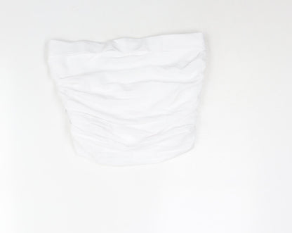Womens UK Size M Pull&Bear White Cropped Blouse