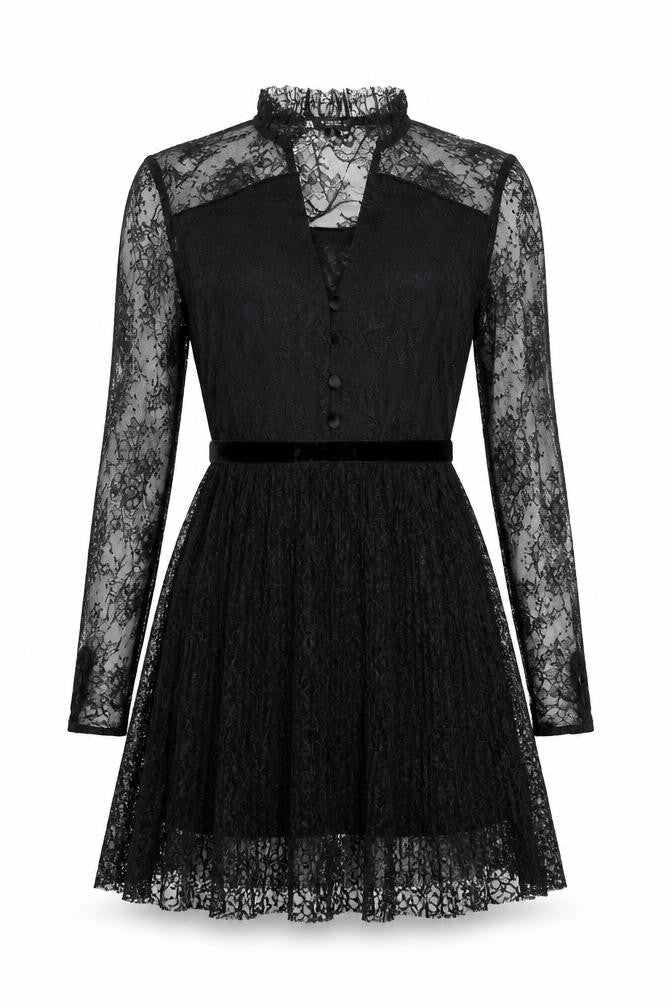 Zara Womens Black Viscose A-Line Size S V-Neck Button