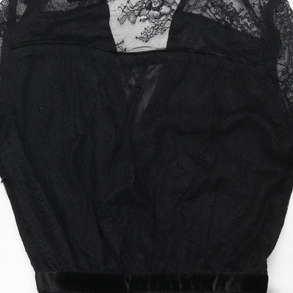 Zara Womens Black Viscose A-Line Size S V-Neck Button