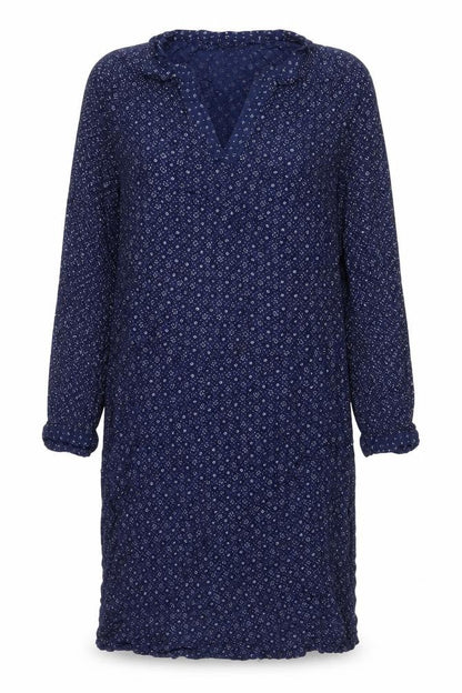 H&M Womens Blue Geometric Viscose Shift Size 10 V-Neck Button