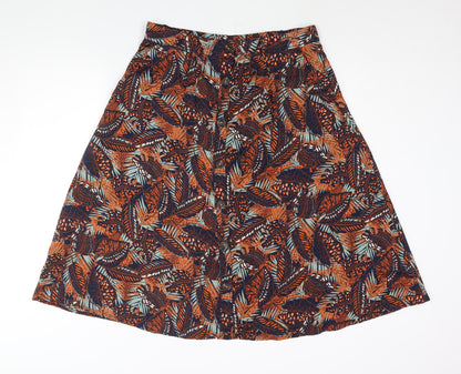 Damart Womens Multicoloured Geometric Polyester A-Line Skirt Size 20 Button - Leaf Print