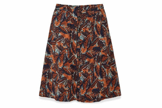 Damart Womens Multicoloured Geometric Polyester A-Line Skirt Size 20 Button - Leaf Print