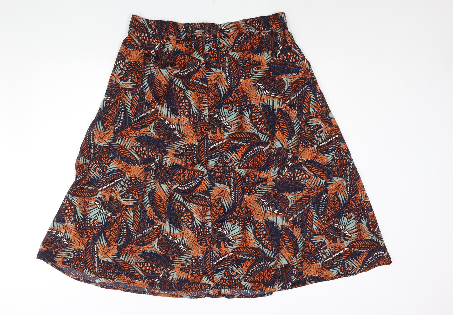 Damart Womens Multicoloured Geometric Polyester A-Line Skirt Size 20 Button - Leaf Print