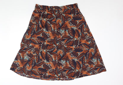 Damart Womens Multicoloured Geometric Polyester A-Line Skirt Size 20 Button - Leaf Print