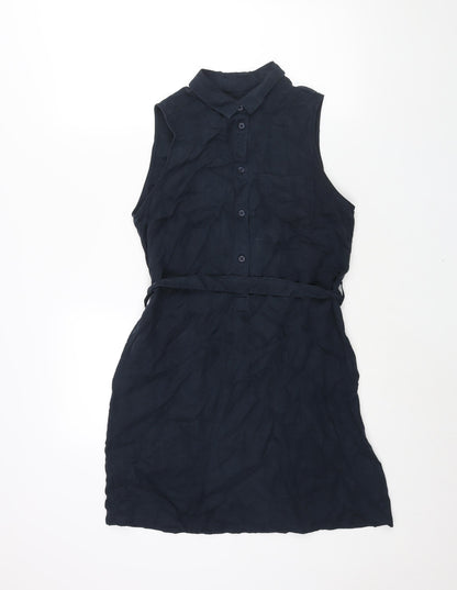 Jack Wills Womens Blue Lyocell Shirt Dress Size 10 Collared Button - Belted