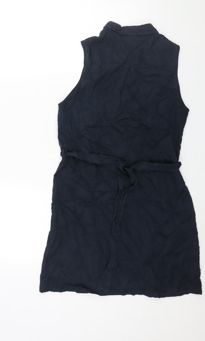 Jack Wills Womens Blue Lyocell Shirt Dress Size 10 Collared Button - Belted