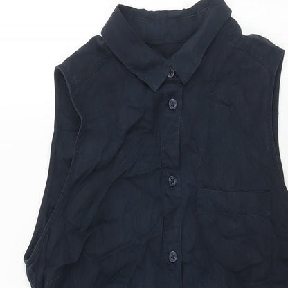 Jack Wills Womens Blue Lyocell Shirt Dress Size 10 Collared Button - Belted