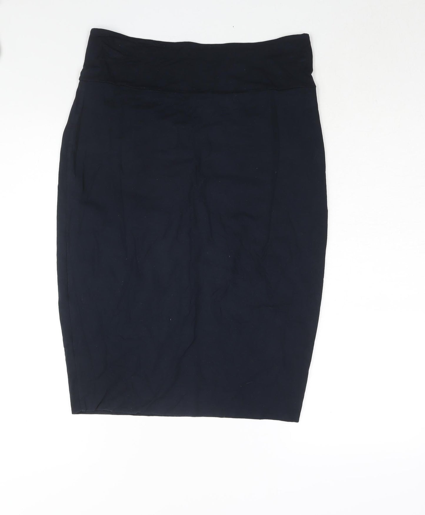 Crew Clothing Womens Blue Viscose Straight & Pencil Skirt Size 12 - Embroidered Logo