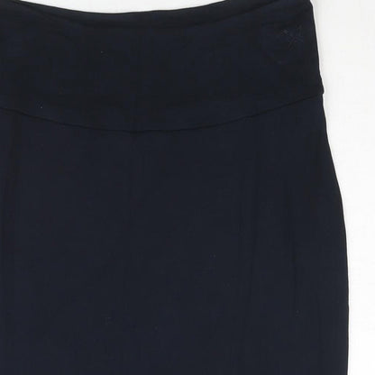 Crew Clothing Womens Blue Viscose Straight & Pencil Skirt Size 12 - Embroidered Logo