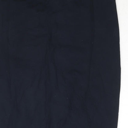 Crew Clothing Womens Blue Viscose Straight & Pencil Skirt Size 12 - Embroidered Logo