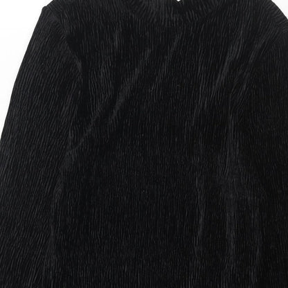 H&M Womens Black Polyester Bodycon Size XS Mock Neck Hook & Eye - Open Back