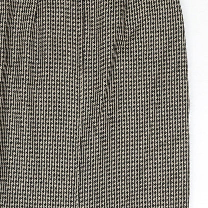 Max Mara Womens Black Check Wool Straight & Pencil Skirt Size 10 Zip