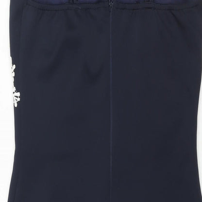 AX Paris Womens Blue Polyester Bodycon Size 12 Square Neck Zip - Floral Lace Detail