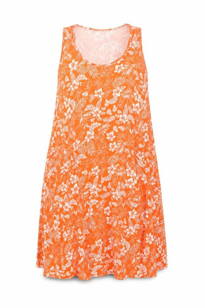 Yours Womens Orange Floral Viscose Shift Size 18 Scoop Neck Pullover