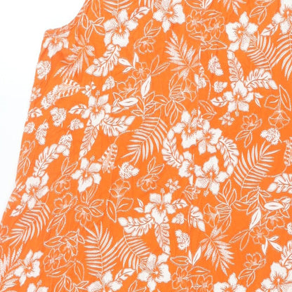 Yours Womens Orange Floral Viscose Shift Size 18 Scoop Neck Pullover
