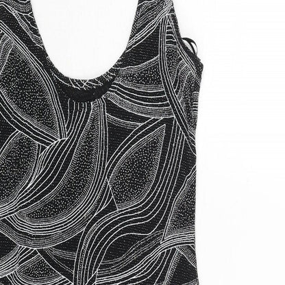 Miss Selfridge Womens Black Geometric Polyester Mini Size 8 Scoop Neck Pullover - Glitter