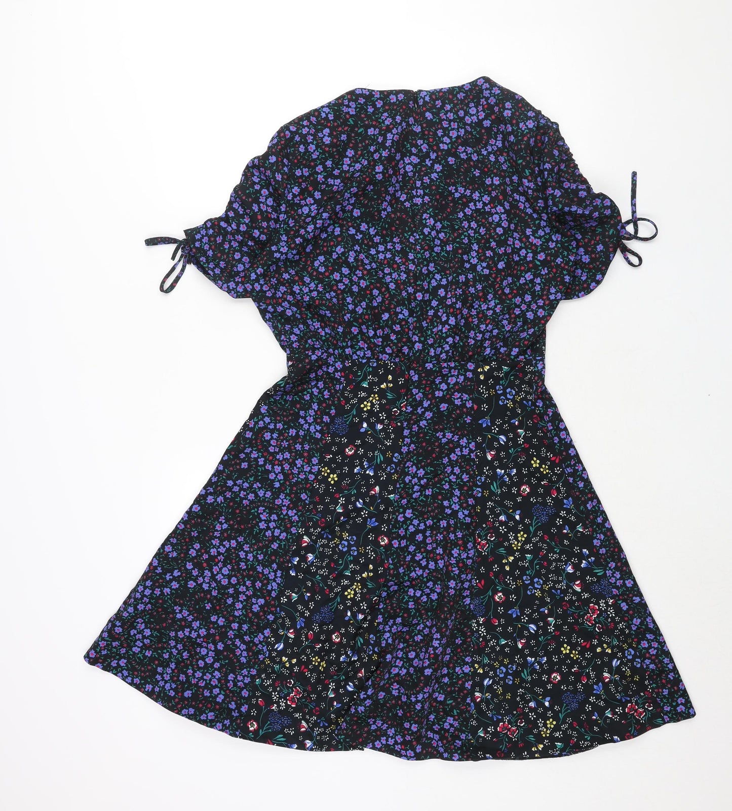 French Connection Womens Multicoloured Geometric Polyester Shift Size 8 V-Neck Zip - Drawstring Sleeve Floral Print