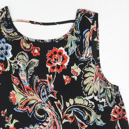 Dorothy Perkins Womens Black Paisley Polyester Camisole Blouse Size 12 Boat Neck - Crossover Back
