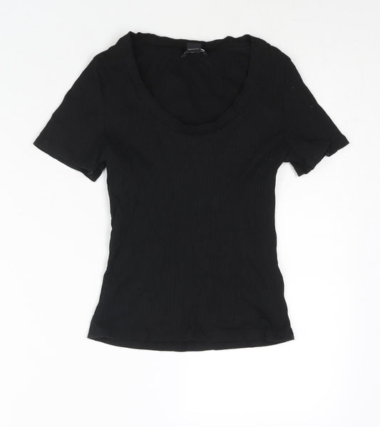 Womens UK Size S Monki Black Basic T-Shirt