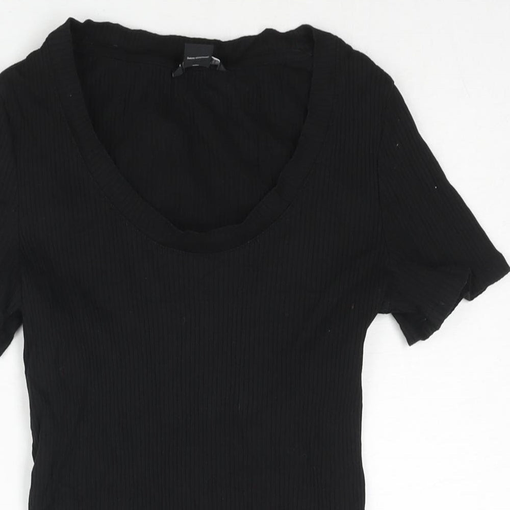 Womens UK Size S Monki Black Basic T-Shirt