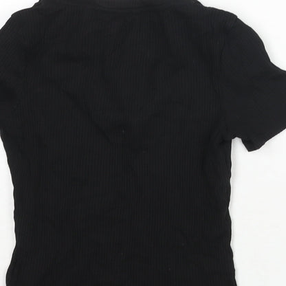 Womens UK Size S Monki Black Basic T-Shirt