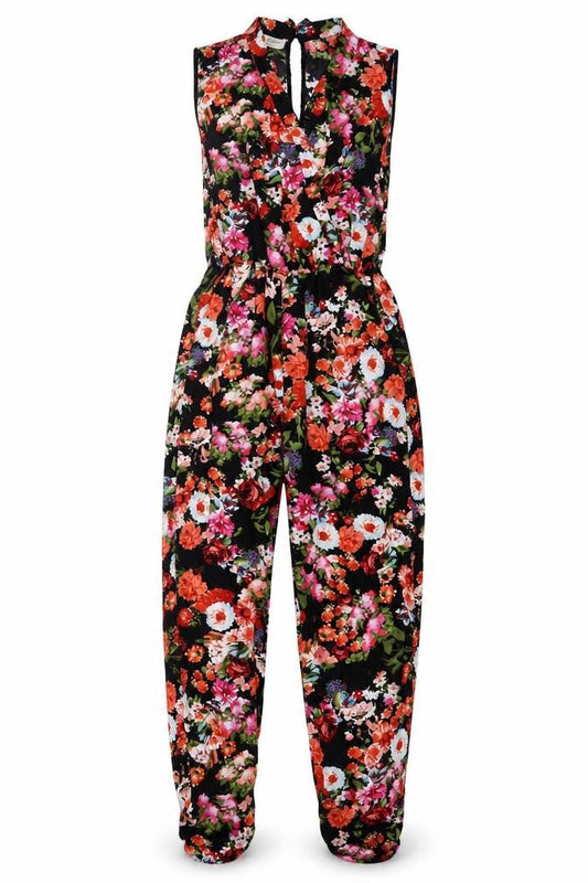 PARISIAN SIGNATURE Womens Multicoloured Floral Polyester Jumpsuit One-Piece Size 10 L29 in Button
