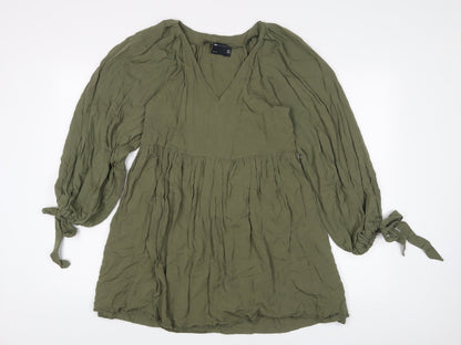 ASOS Womens Green Viscose A-Line Size 10 V-Neck Pullover