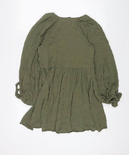 ASOS Womens Green Viscose A-Line Size 10 V-Neck Pullover