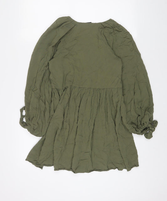 ASOS Womens Green Viscose A-Line Size 10 V-Neck Pullover
