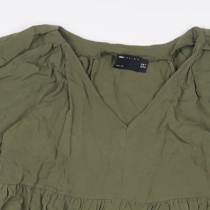 ASOS Womens Green Viscose A-Line Size 10 V-Neck Pullover