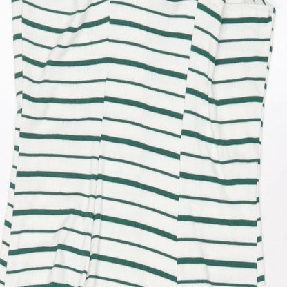 DF Young Womens White Striped Viscose A-Line Size XL Scoop Neck Button