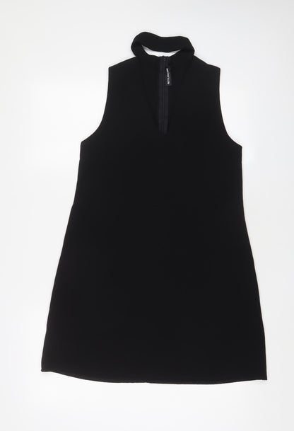 PRETTYLITTLETHING Womens Black Polyester A-Line Size 4 Halter Zip