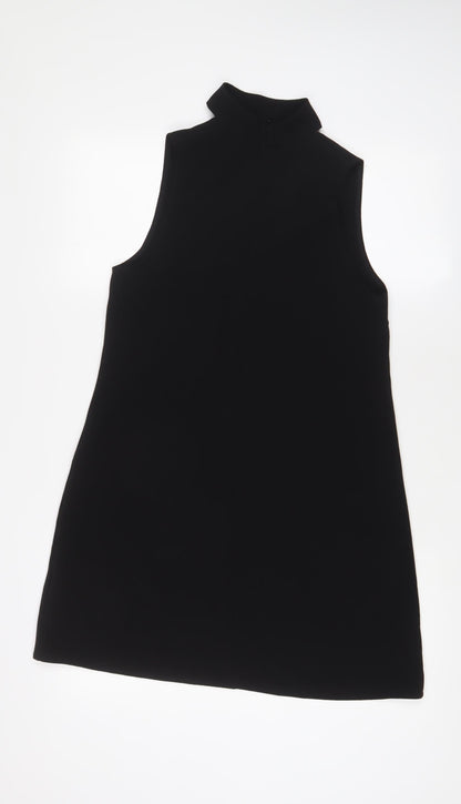 PRETTYLITTLETHING Womens Black Polyester A-Line Size 4 Halter Zip
