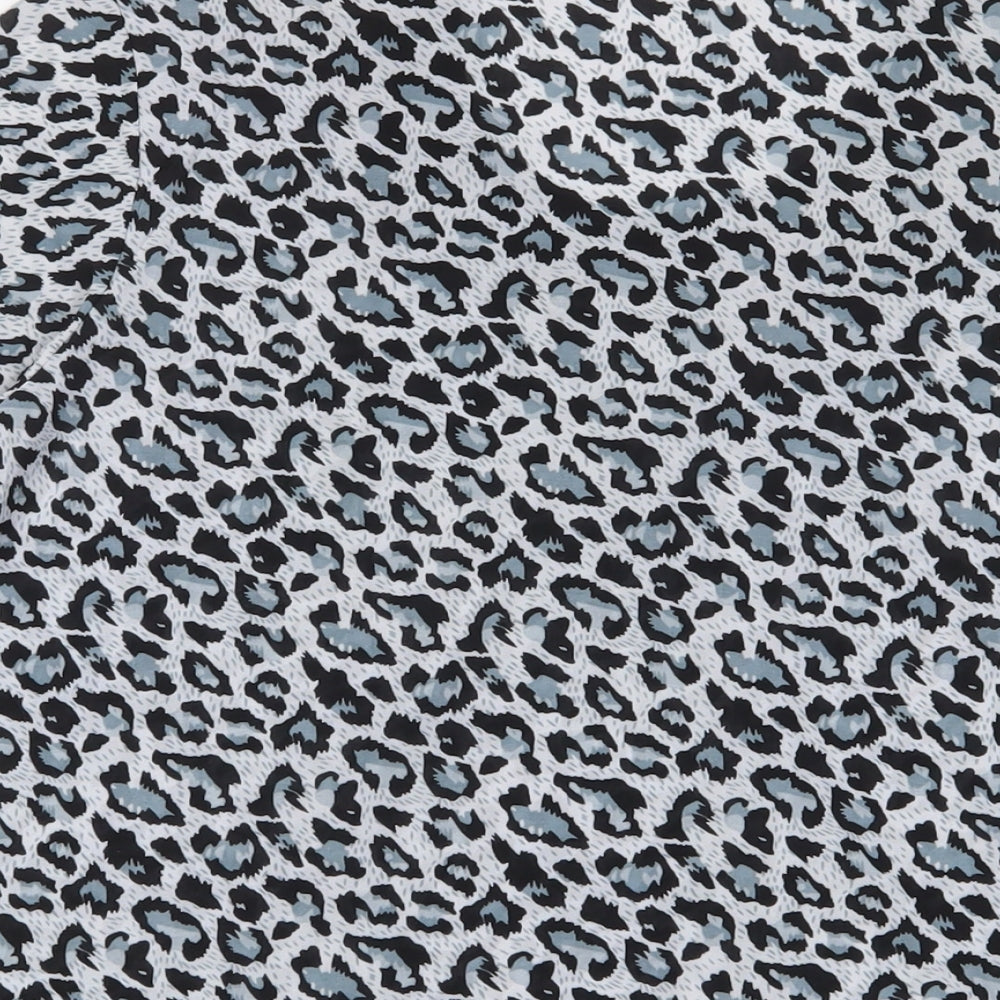 Kin Da Womens Blue Animal Print Polyester Basic T-Shirt Size 2XL Crew Neck - Studded