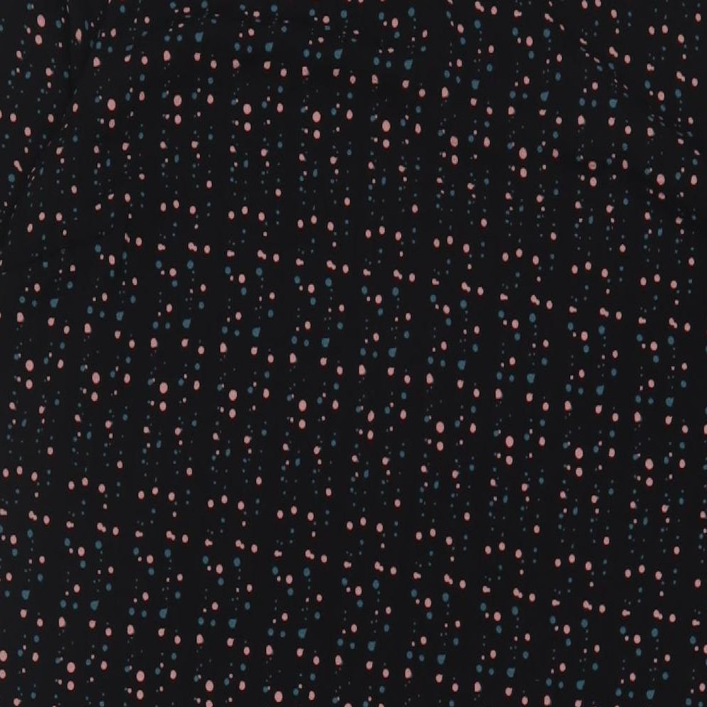 JDY Womens Black Geometric Polyester A-Line Size 12 Round Neck Button