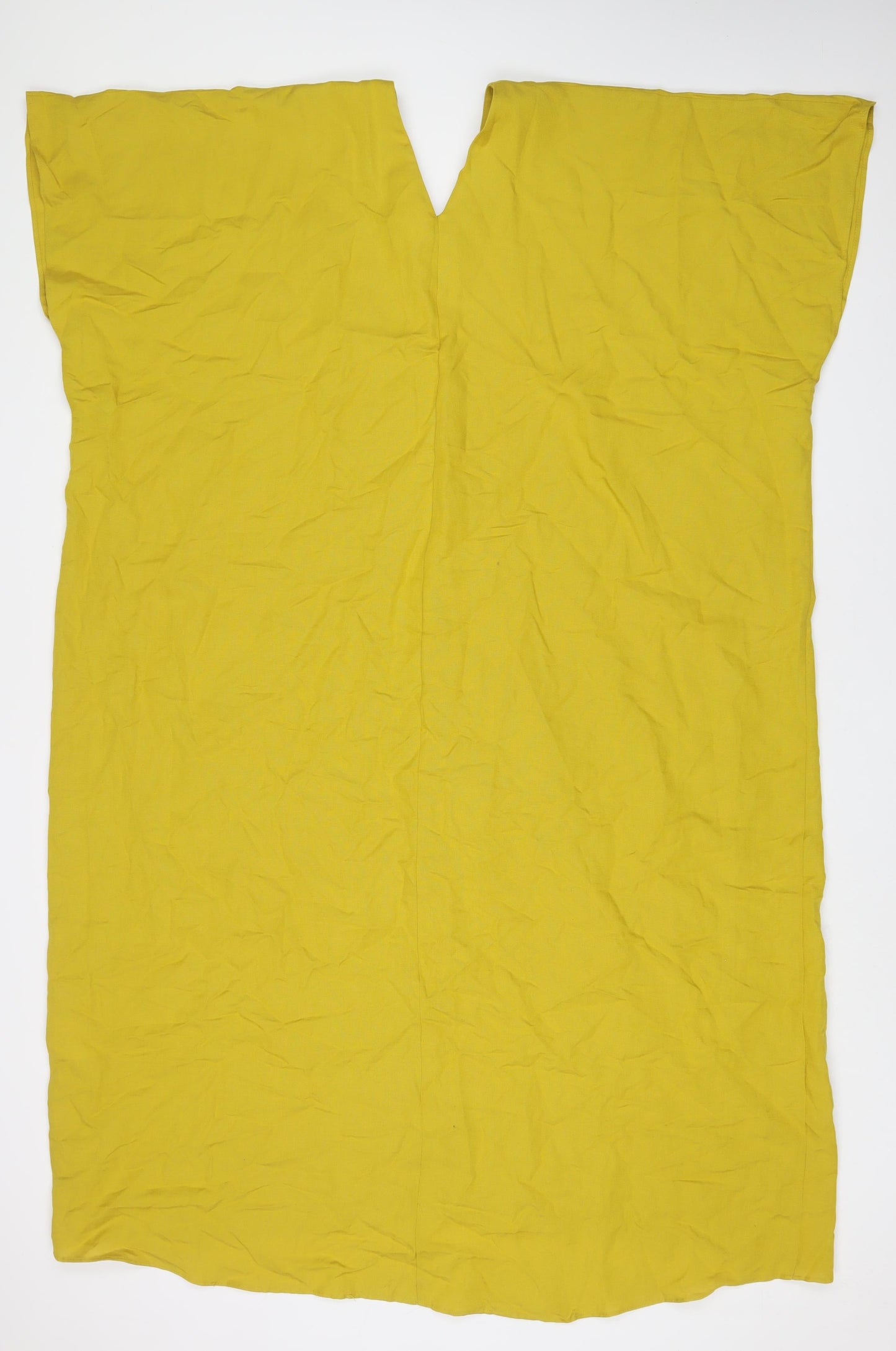 Zara Womens Yellow Viscose A-Line Size XL V-Neck Pullover