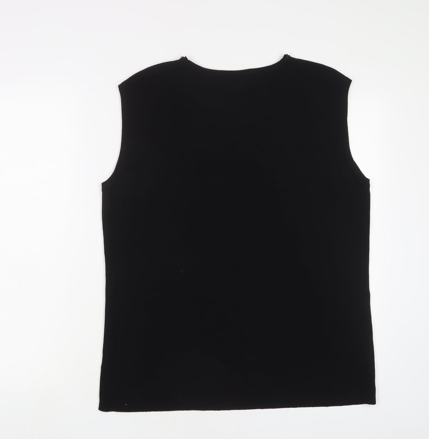 Bonmarché Womens Black Viscose Basic Tank Size L Crew Neck - Jewels