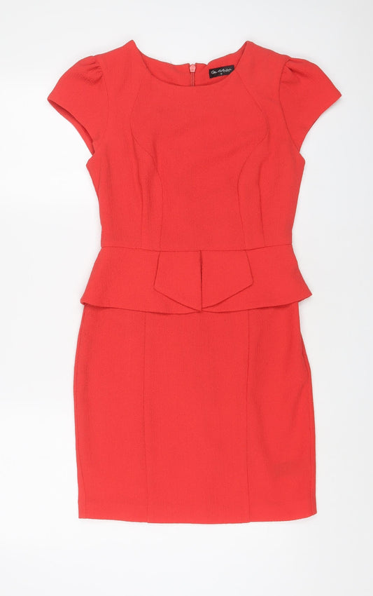 Miss Selfridge Womens Pink Polyester Sheath Size 10 Boat Neck Zip