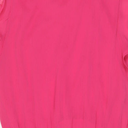 Mango Womens Pink Polyester A-Line Size L V-Neck Zip