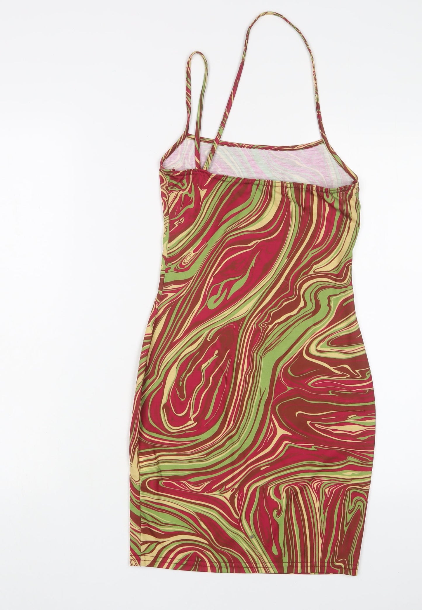 Missguided Womens Multicoloured Geometric Polyester Bodycon Size 8 Halter Pullover
