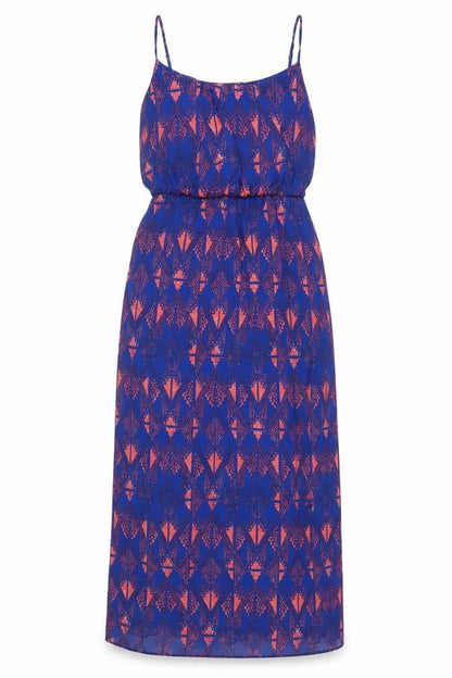 New Look Womens Blue Geometric Polyester A-Line Size 14 Square Neck Pullover