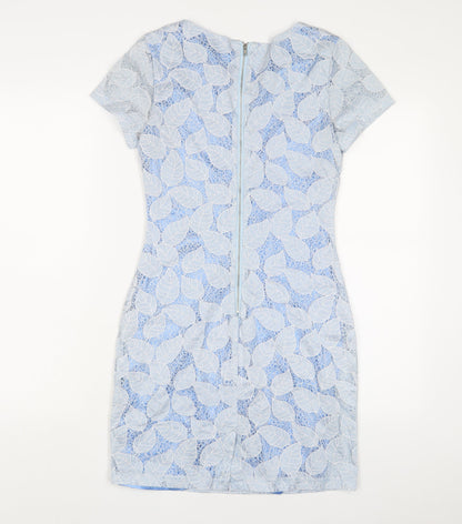 Tenki Womens Blue Polyester Bodycon Size 8 Crew Neck Zip