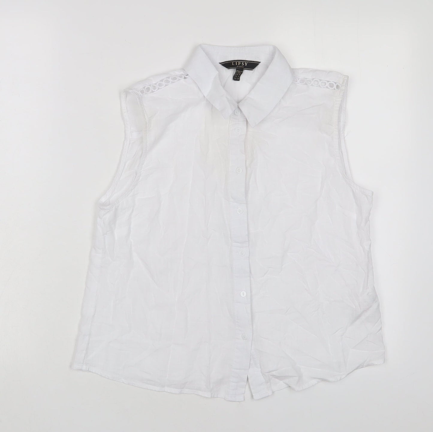 Womens UK Size 10 Lipsy White Basic Button-Up
