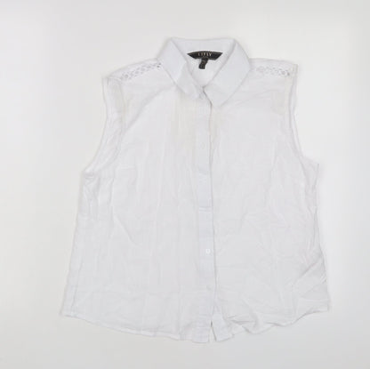 Womens UK Size 10 Lipsy White Basic Button-Up