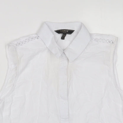 Womens UK Size 10 Lipsy White Basic Button-Up