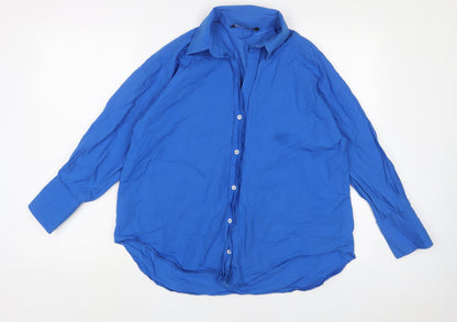 Womens UK Size XS Zara Blue Basic Button-Up