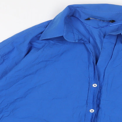 Womens UK Size XS Zara Blue Basic Button-Up
