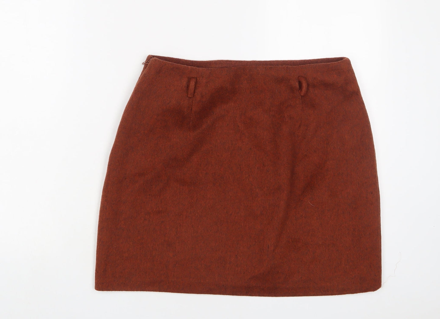 New Look Womens Brown Polyester A-Line Skirt Size 12 Zip