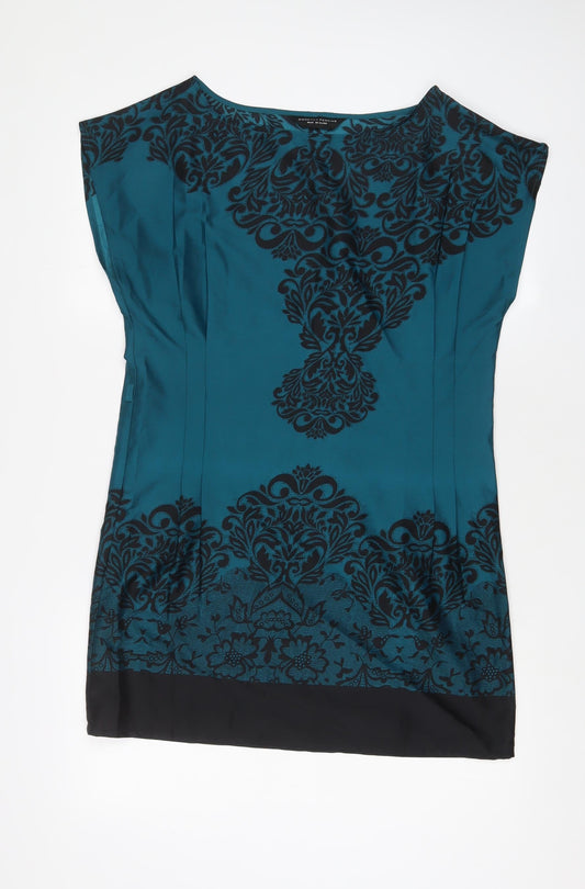 Dorothy Perkins Womens Blue Fair Isle Polyester A-Line Size 10 Boat Neck Pullover