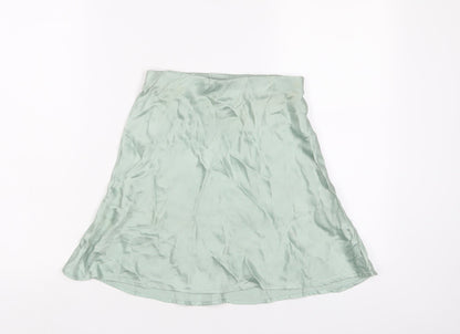 H&M Womens Green Polyester A-Line Skirt Size XS